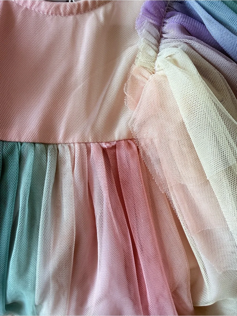Lola + The Boys Pastel Rainbow Tulle Dress in Pink, Mint, Lavender, Peach